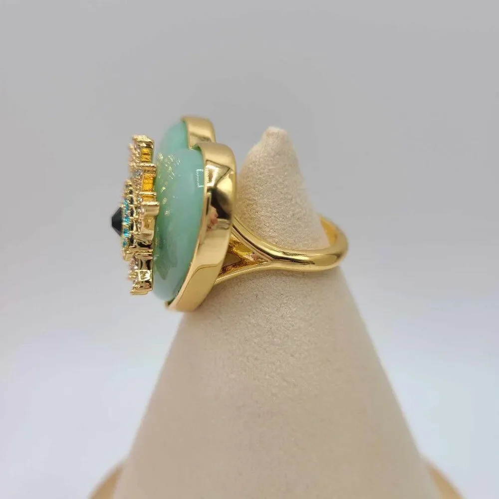 Kurt Geiger Evil Eye Green Stone Heart Cocktail Ring size 7 NWT! NEW!